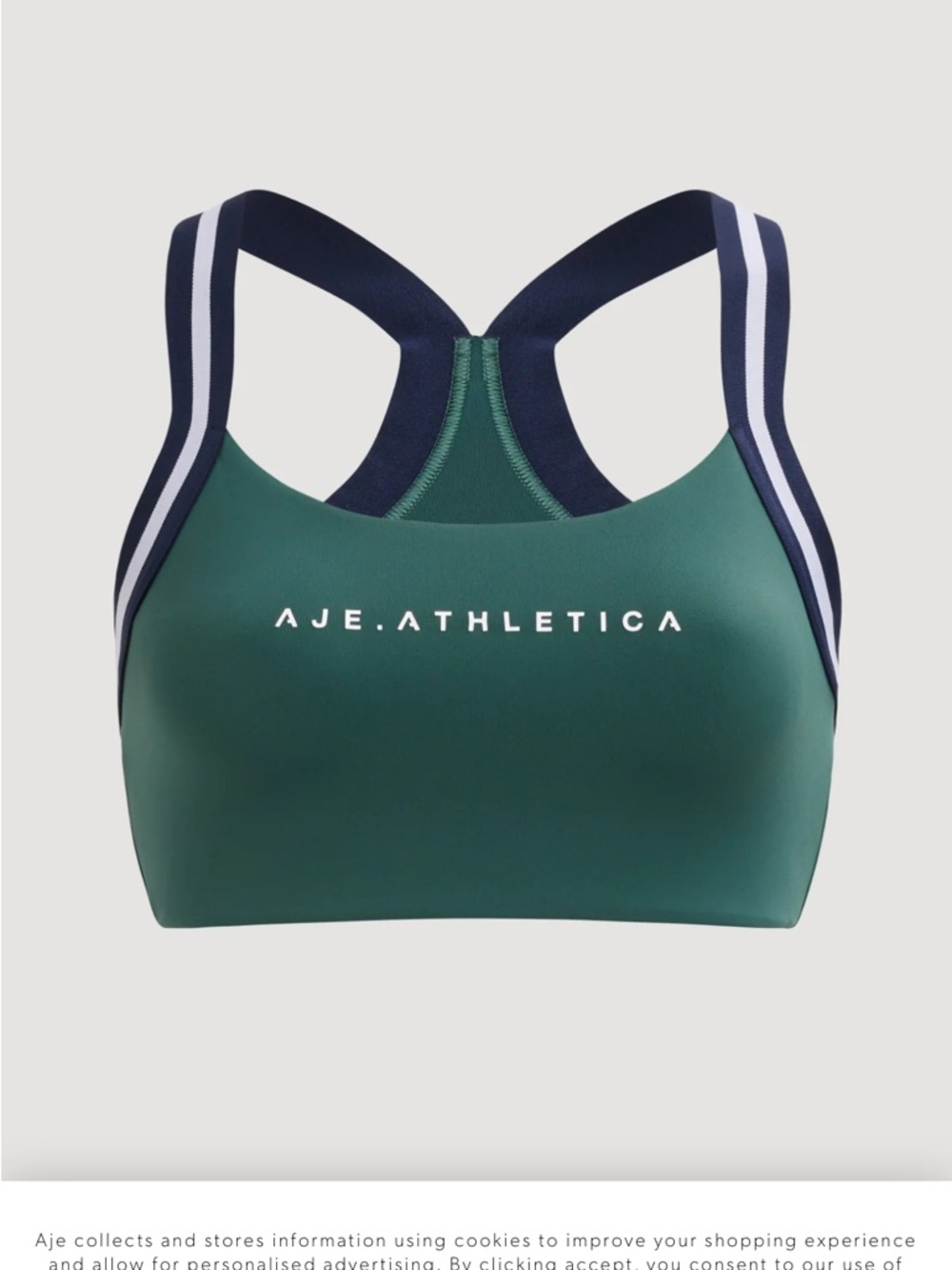 Aje Athletica contrast sports bra. Size 2 is 6 Australian. Green with stripe